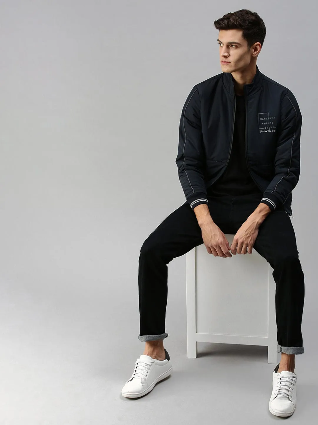 Men Blue Bomber Jacket