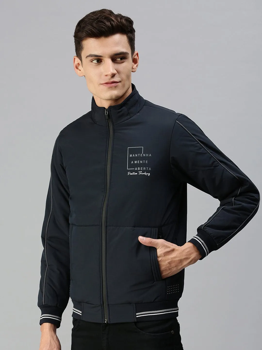 Men Blue Bomber Jacket