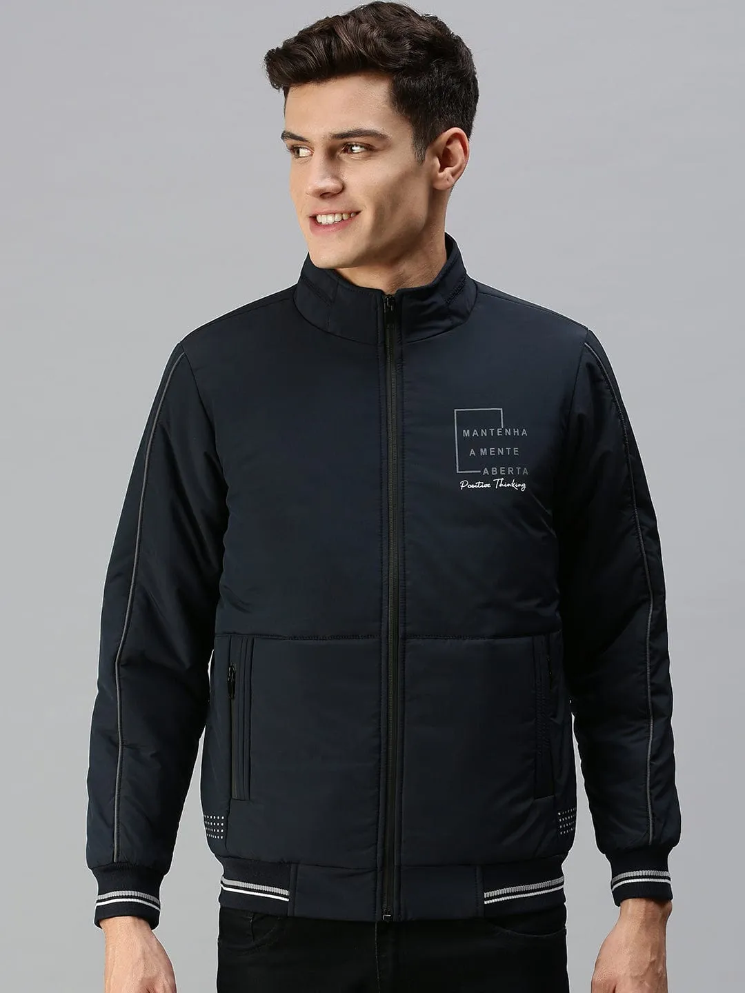 Men Blue Bomber Jacket