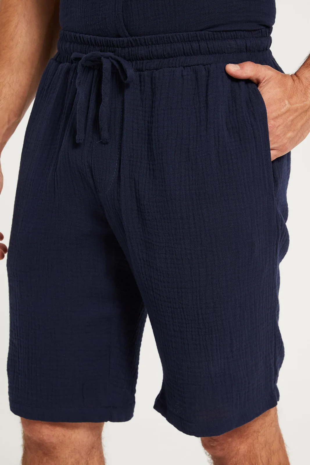 Men Navy Casual Bermuda Shorts