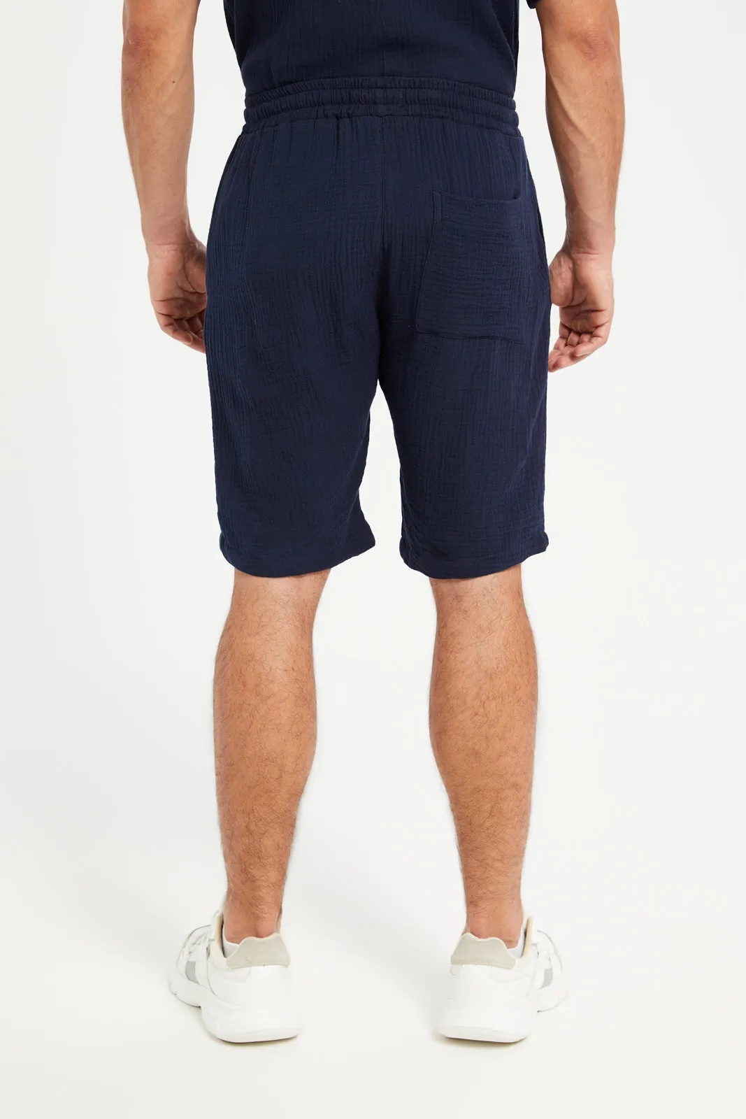 Men Navy Casual Bermuda Shorts