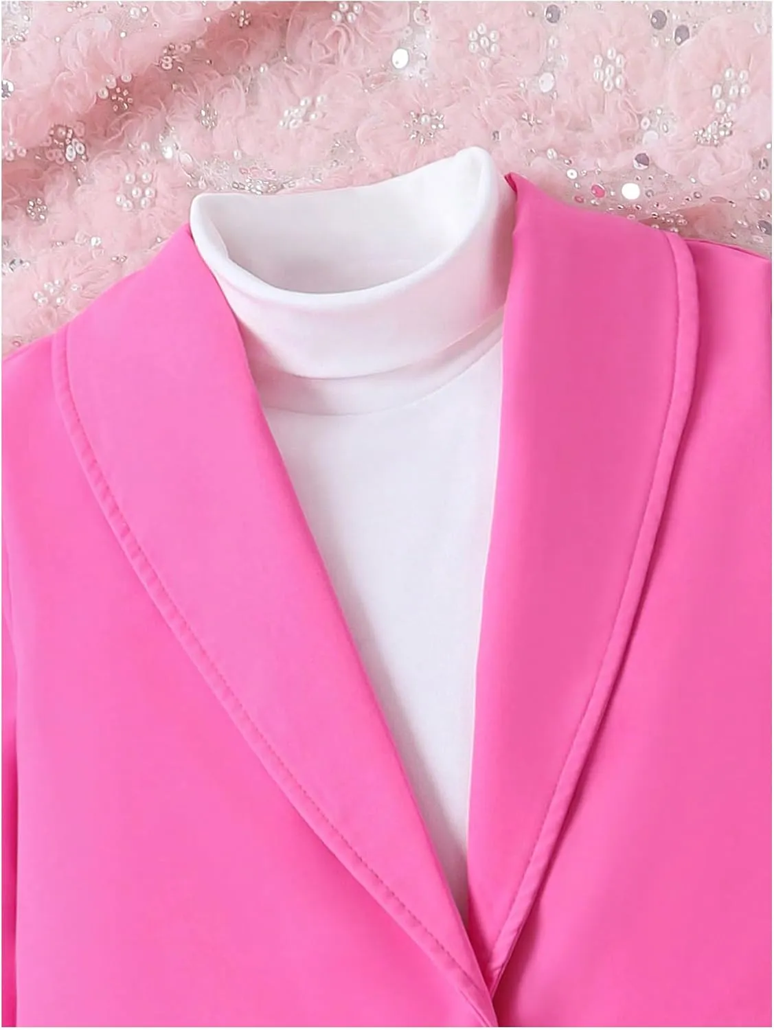 Milumia Girl's 2 Piece Outfits Button Long Sleeve Blazer and Pants Set