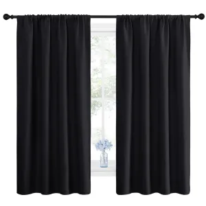 NICETOWN Halloween Blackout Curtains Thermal Insulated Rod Pocket Window Treatments Room Darkening Drapes for Bedroom, Black, 42"x63", 2 Panels