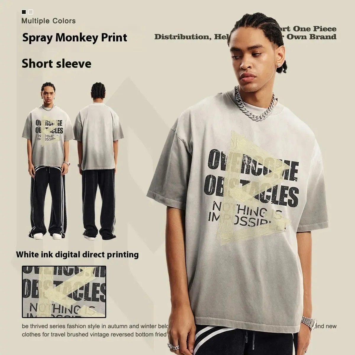 Oversized Washed Letter T-Shirt