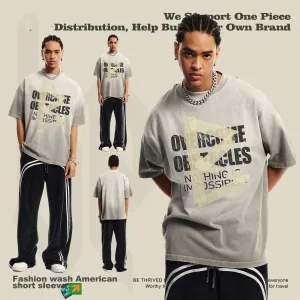 Oversized Washed Letter T-Shirt