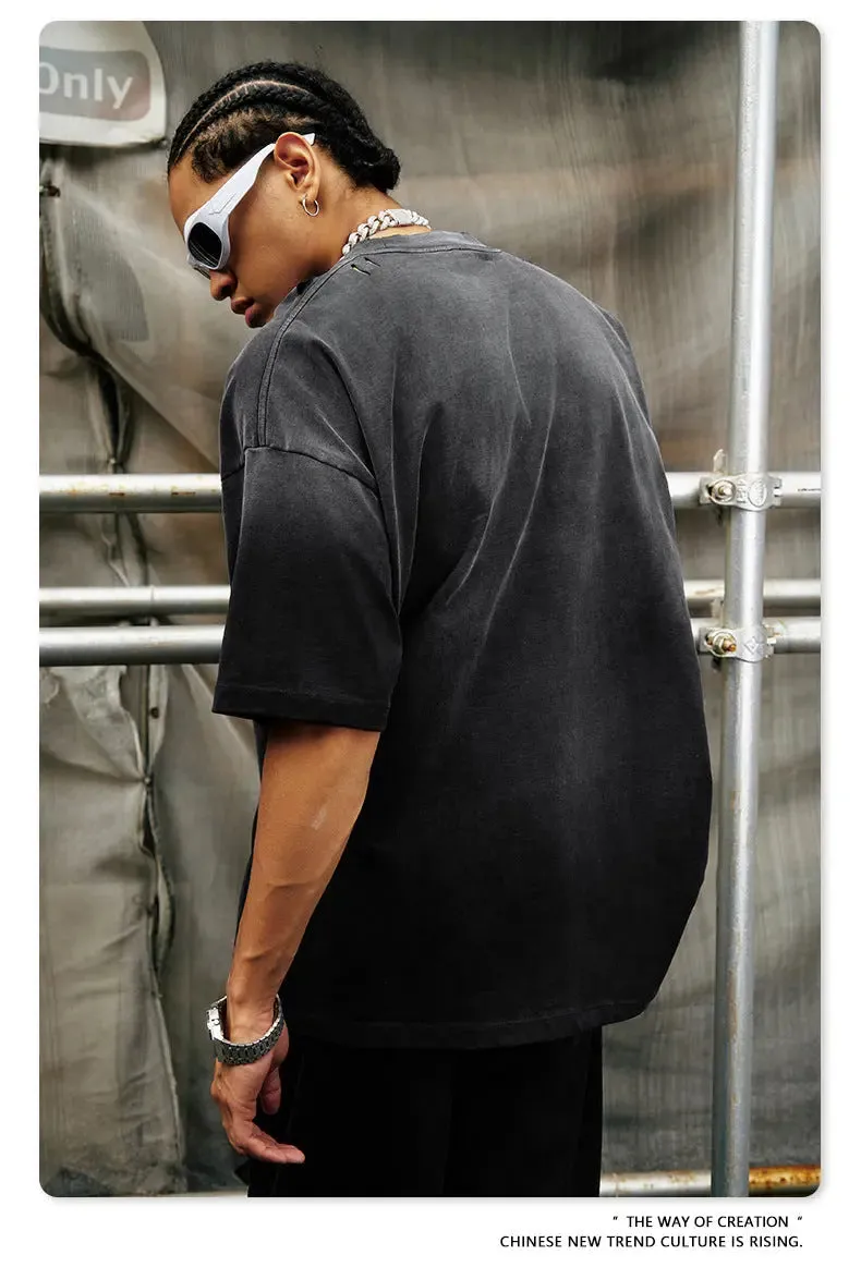 Oversized Washed Letter T-Shirt
