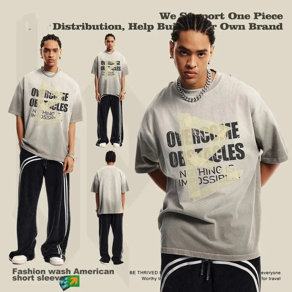 Oversized Washed Letter T-Shirt