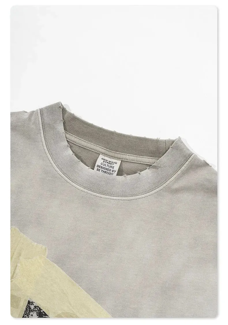 Oversized Washed Letter T-Shirt