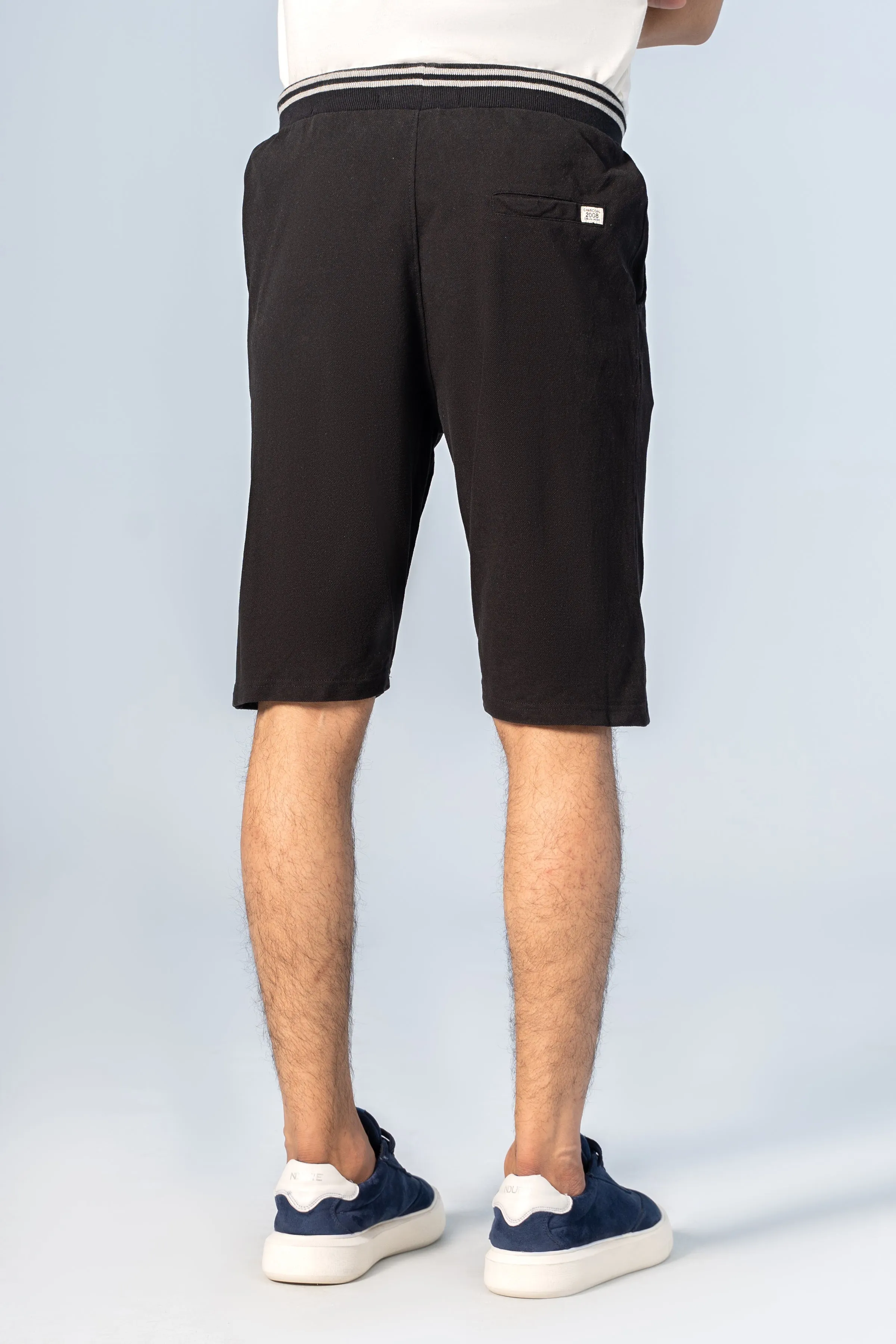PIQUE TIPPING SHORTS BLACK