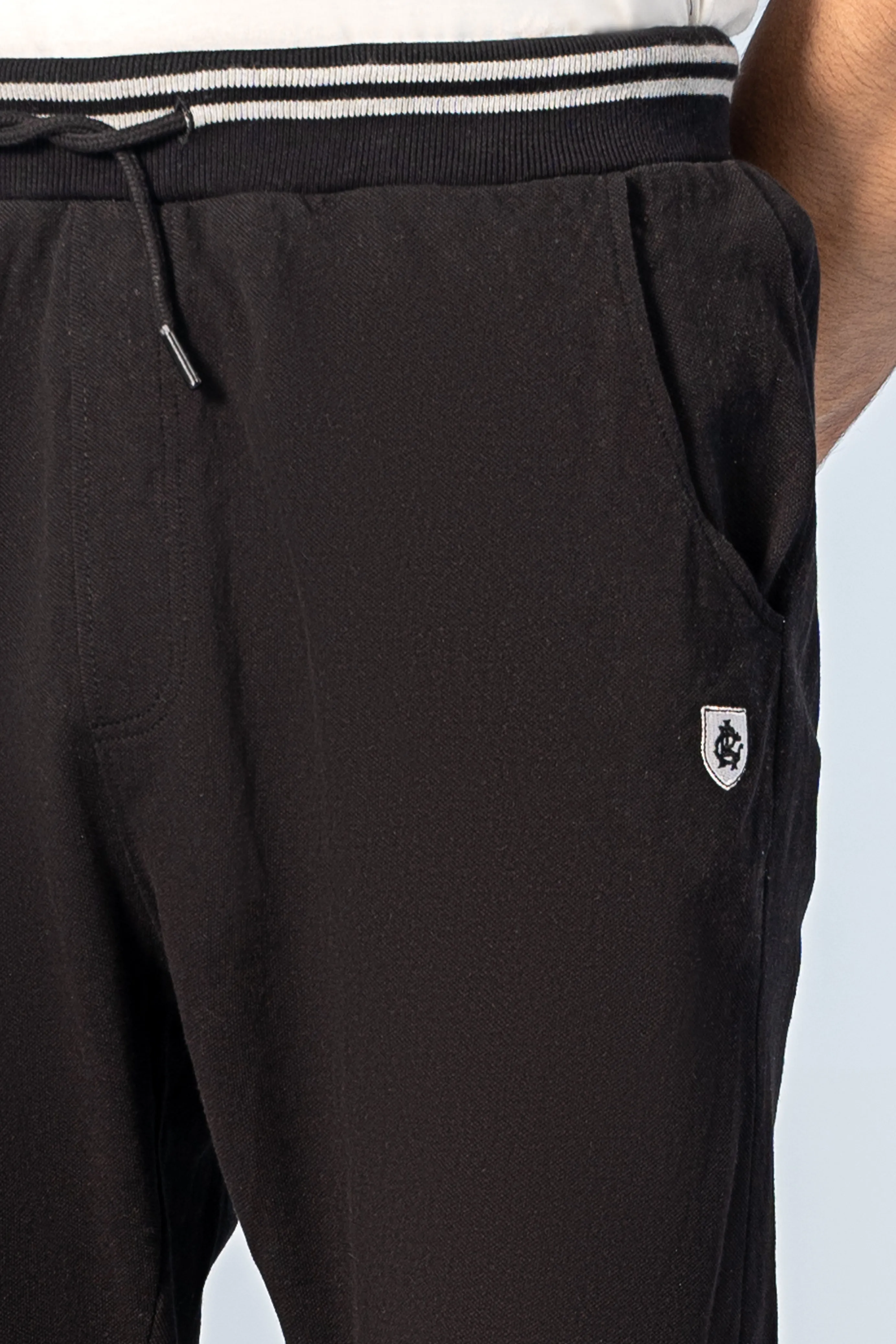 PIQUE TIPPING SHORTS BLACK