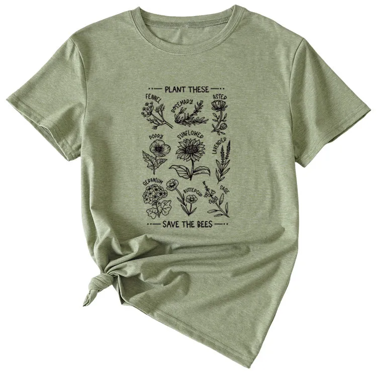 PLANT TESE SAVE THE BEES FLORAL PATTERN SHORT SLEEVES