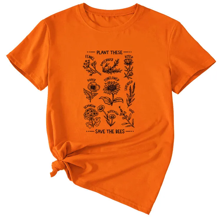 PLANT TESE SAVE THE BEES FLORAL PATTERN SHORT SLEEVES