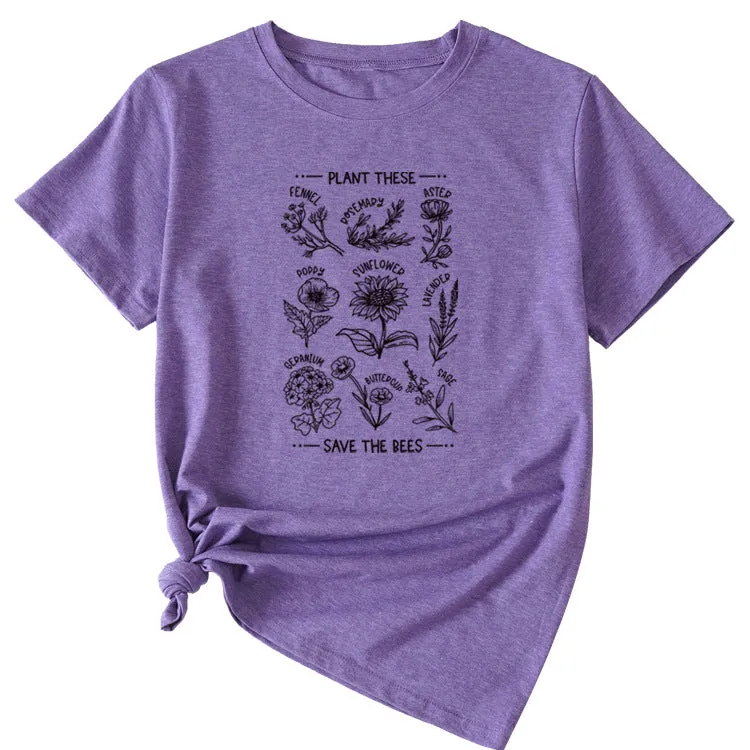 PLANT TESE SAVE THE BEES FLORAL PATTERN SHORT SLEEVES