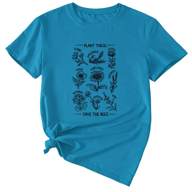 PLANT TESE SAVE THE BEES FLORAL PATTERN SHORT SLEEVES