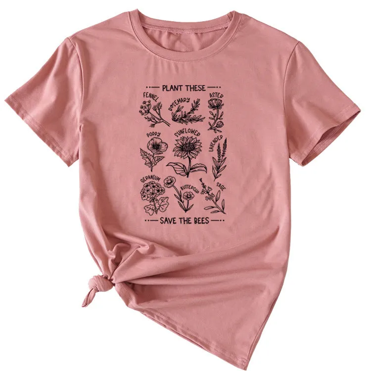 PLANT TESE SAVE THE BEES FLORAL PATTERN SHORT SLEEVES