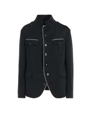 POLYESTER SMOOTH PIPING SHORT JACKET