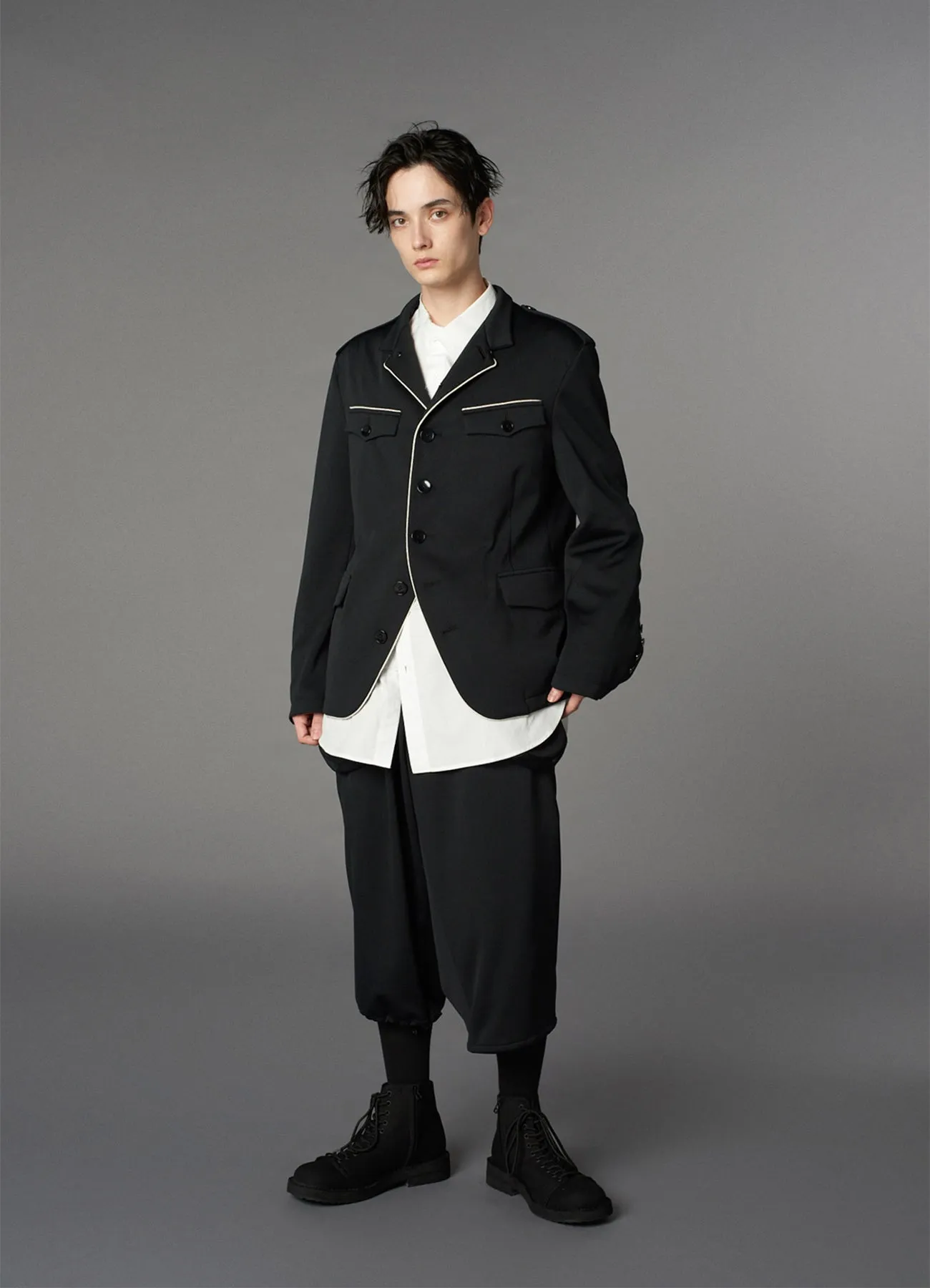 POLYESTER SMOOTH PIPING SHORT JACKET