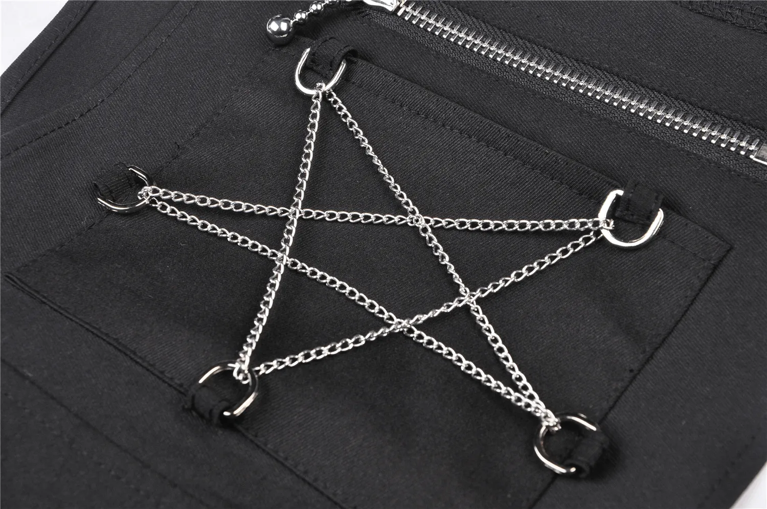 Punk Pentagram Suspender Dress with Stylish Stitching
