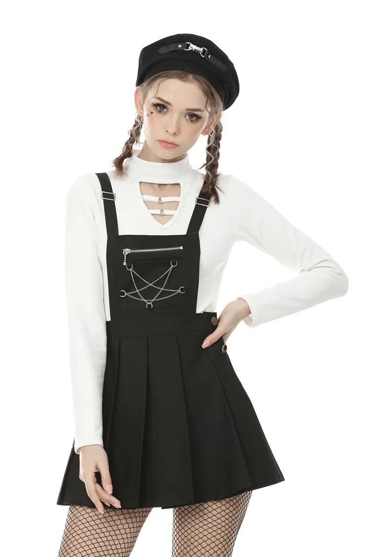 Punk Pentagram Suspender Dress with Stylish Stitching