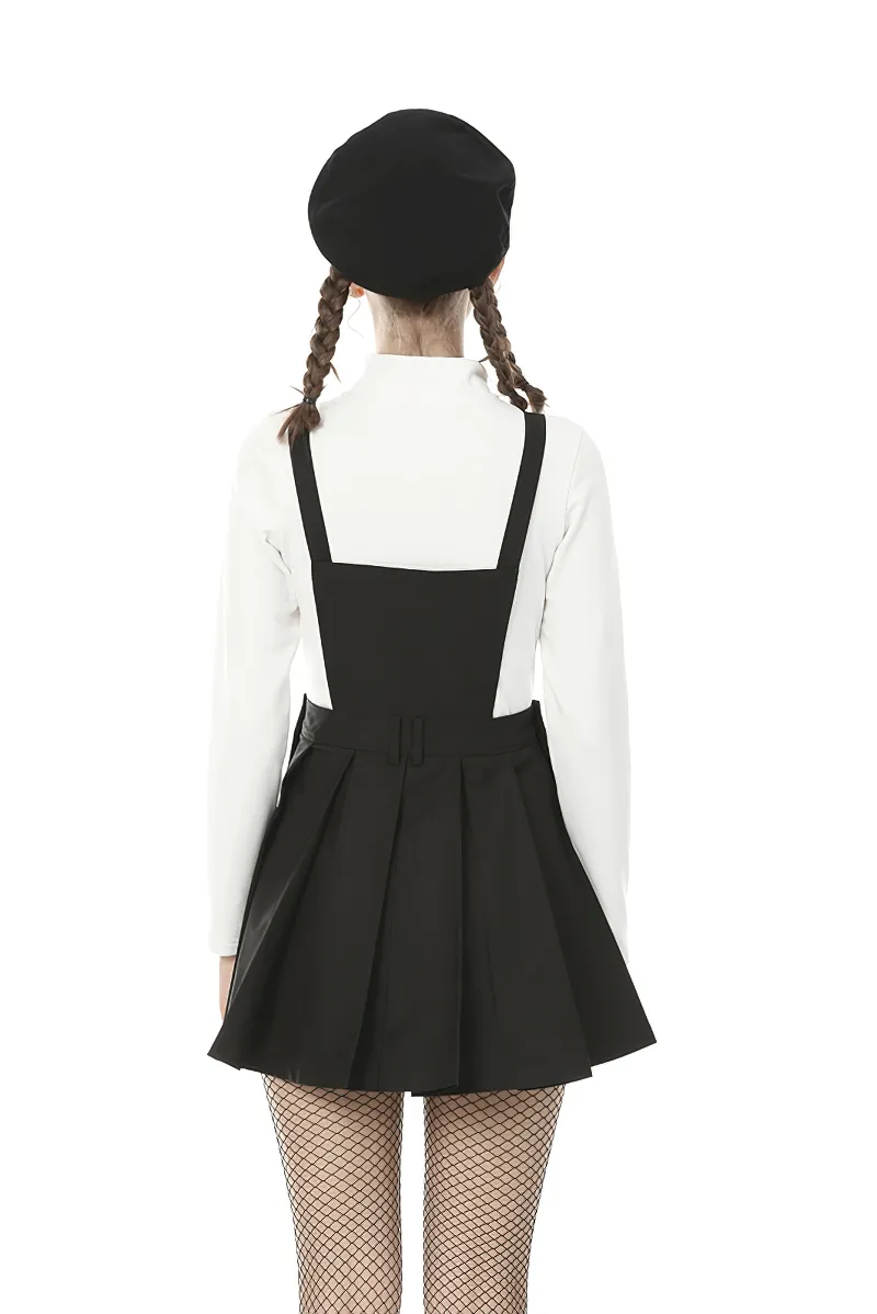 Punk Pentagram Suspender Dress with Stylish Stitching