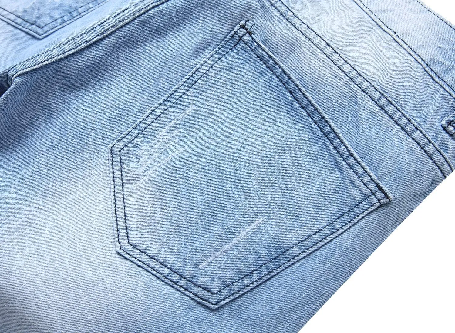 QIMYUM Mens Ripped Jeans, Distressed Destroyed Slim Fit Straight Leg Denim Pants