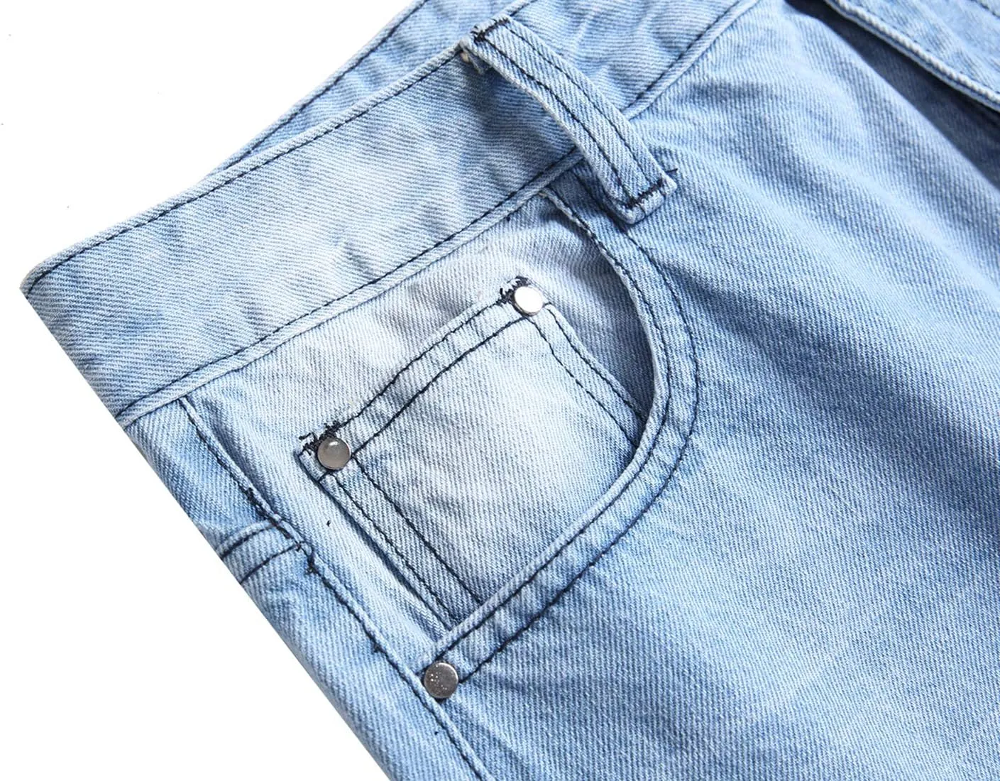 QIMYUM Mens Ripped Jeans, Distressed Destroyed Slim Fit Straight Leg Denim Pants