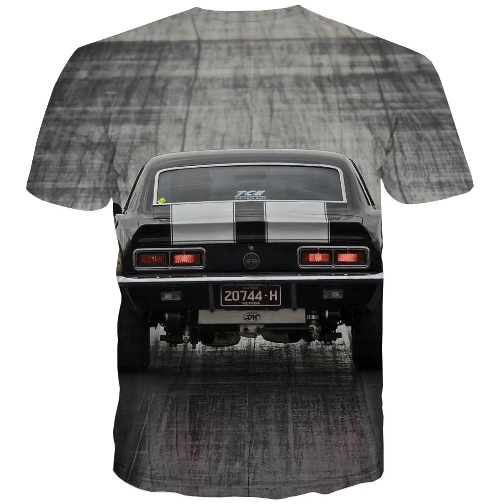 Racing Car T-shirt Men Metal Tshirt Printed City Tshirt Anime Gray T shirts Funny Retro Tshirts Casual