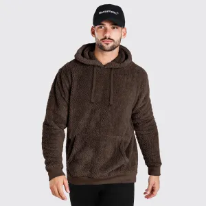 Raff & Taff Pullover Sherpa Hood For Men-2351-Brown