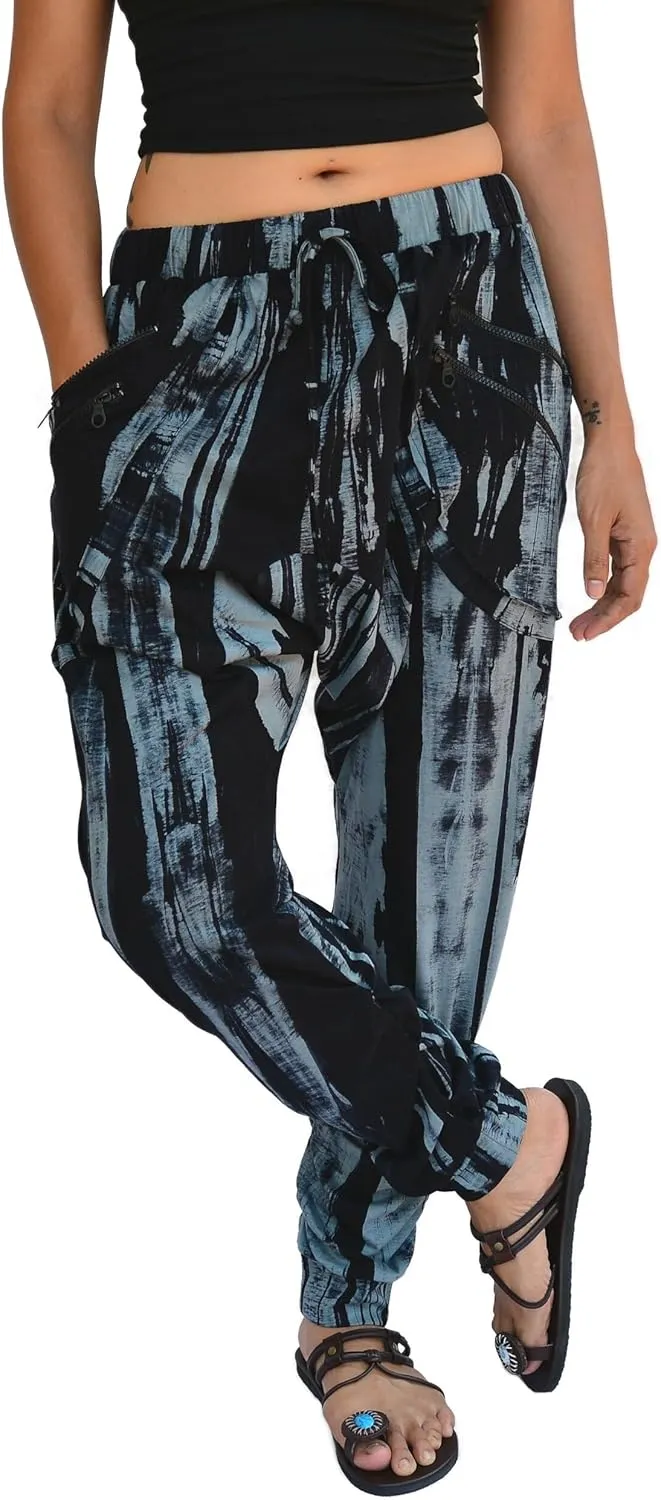Sakoonee Casual Yoga Lounge Harem Pants Baggy Trousers Unisex Cotton 2 Pockets with Zipper