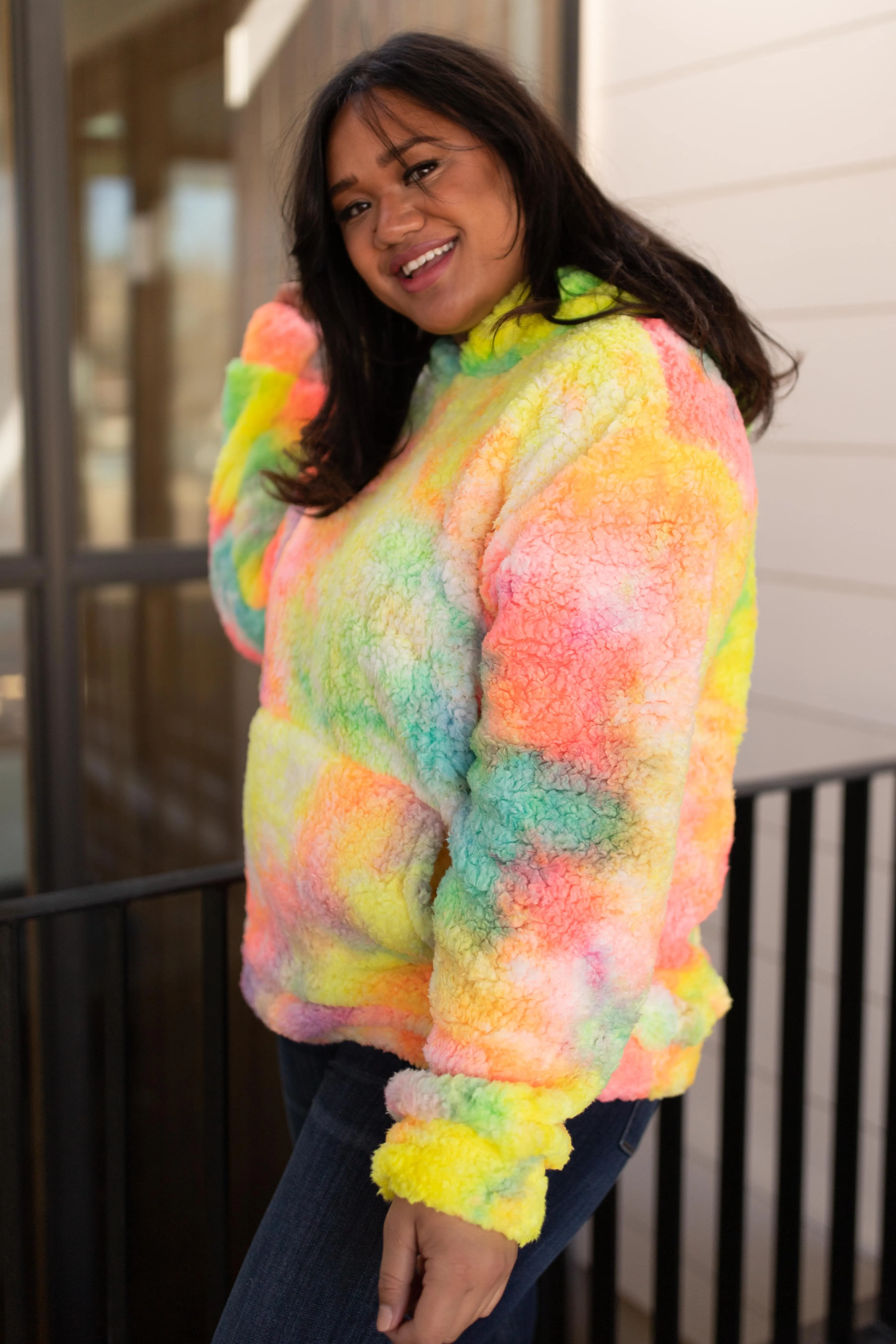 Shades and Sherpa Pullover in Sunrise