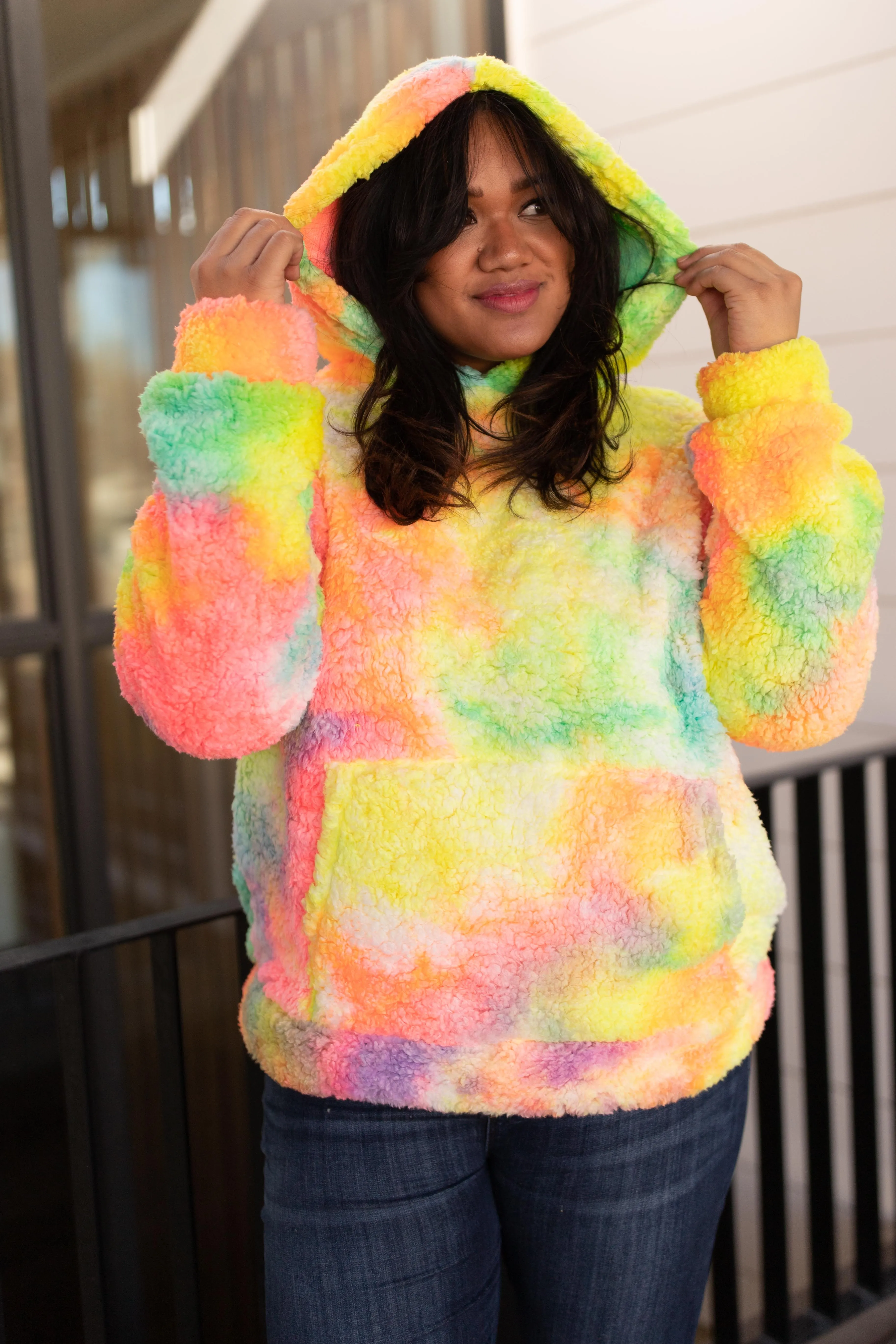 Shades and Sherpa Pullover in Sunrise