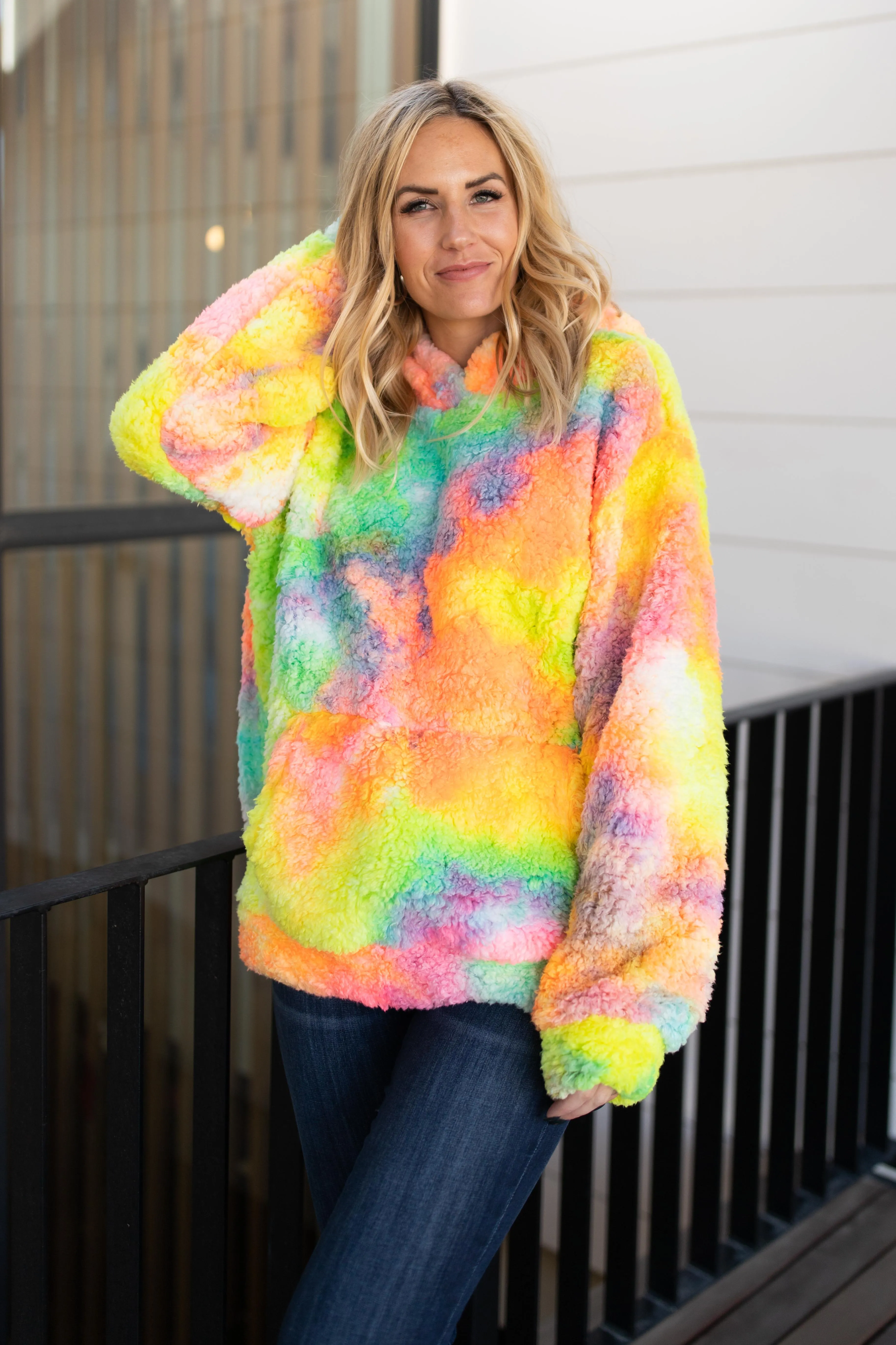 Shades and Sherpa Pullover in Sunrise
