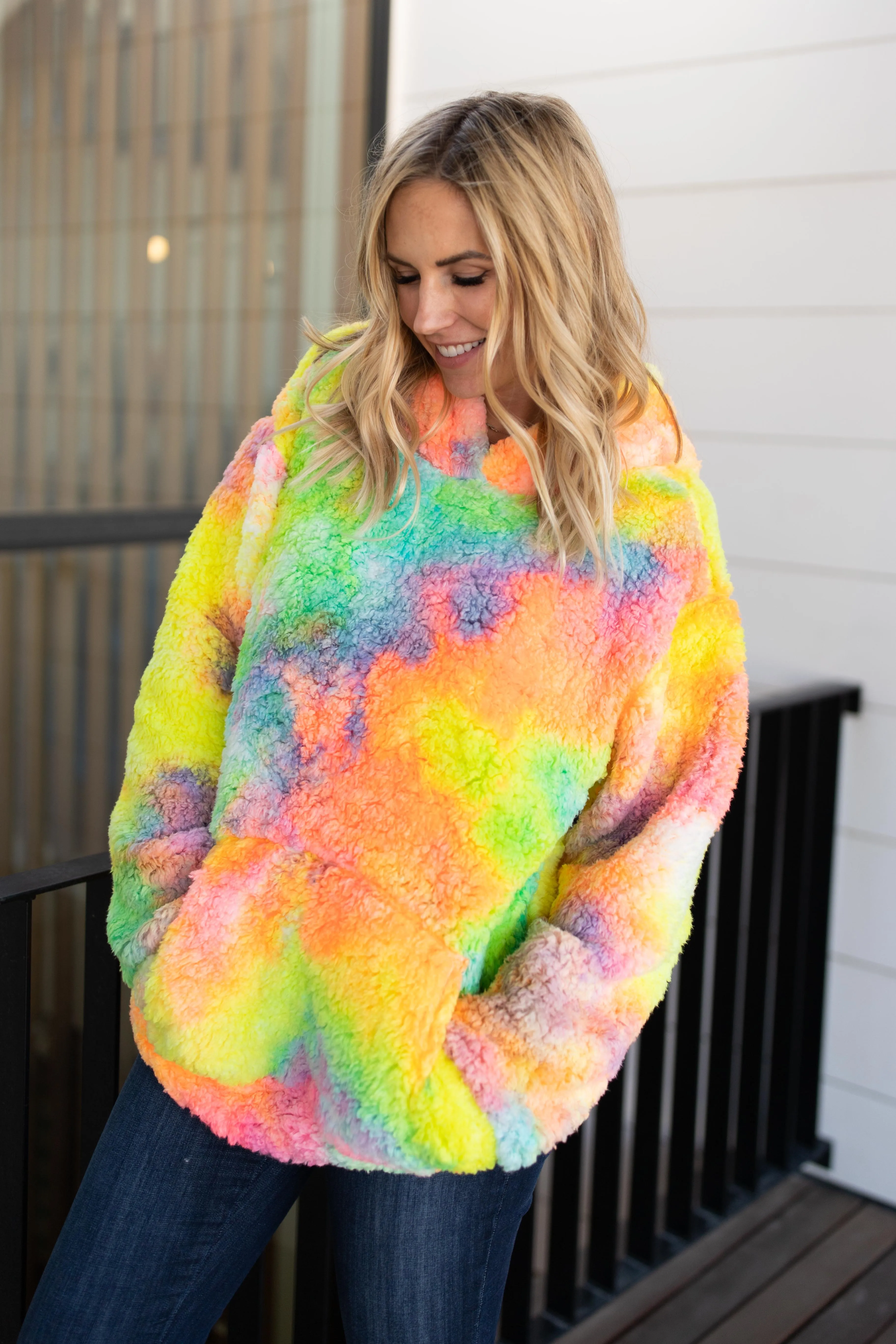 Shades and Sherpa Pullover in Sunrise