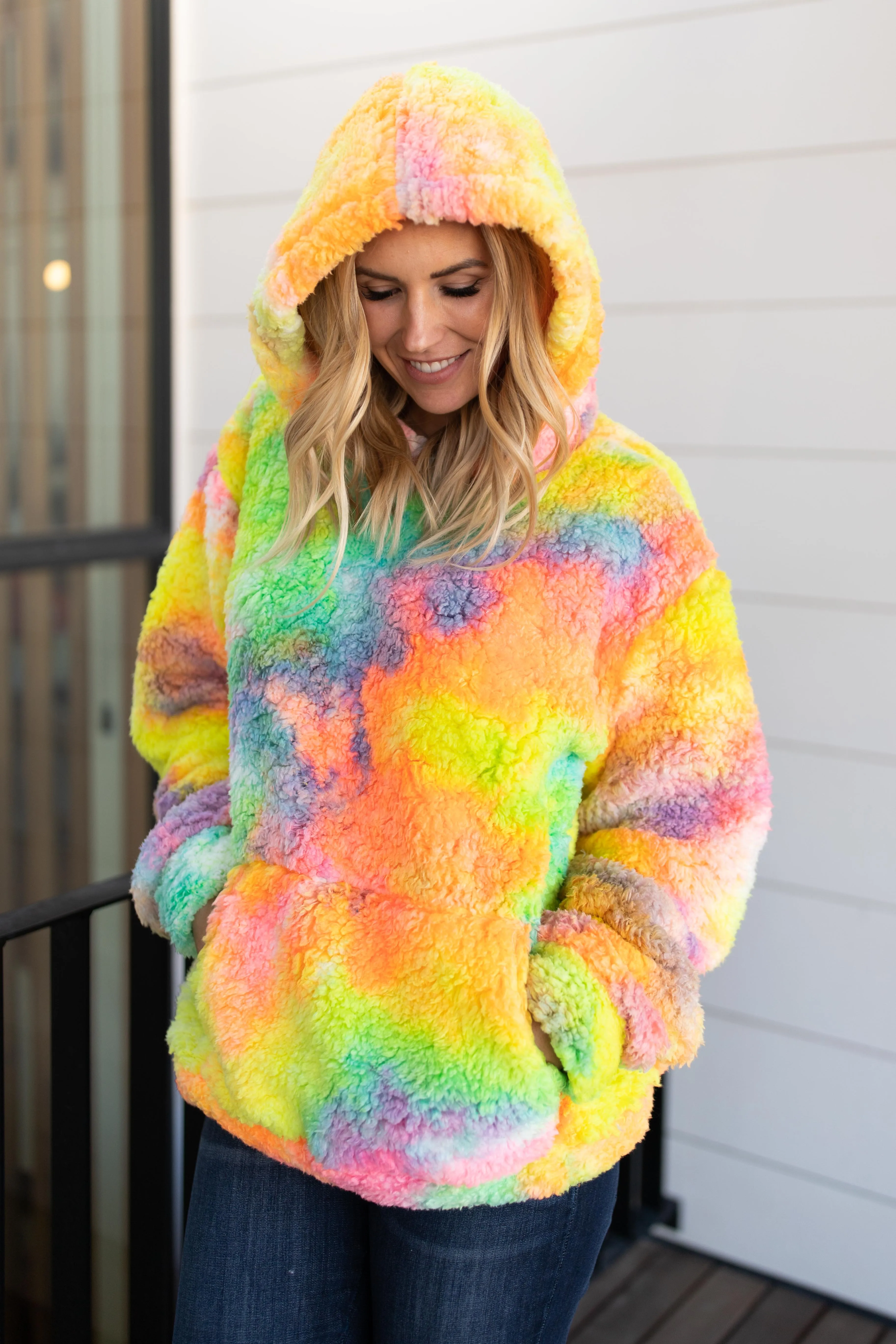 Shades and Sherpa Pullover in Sunrise