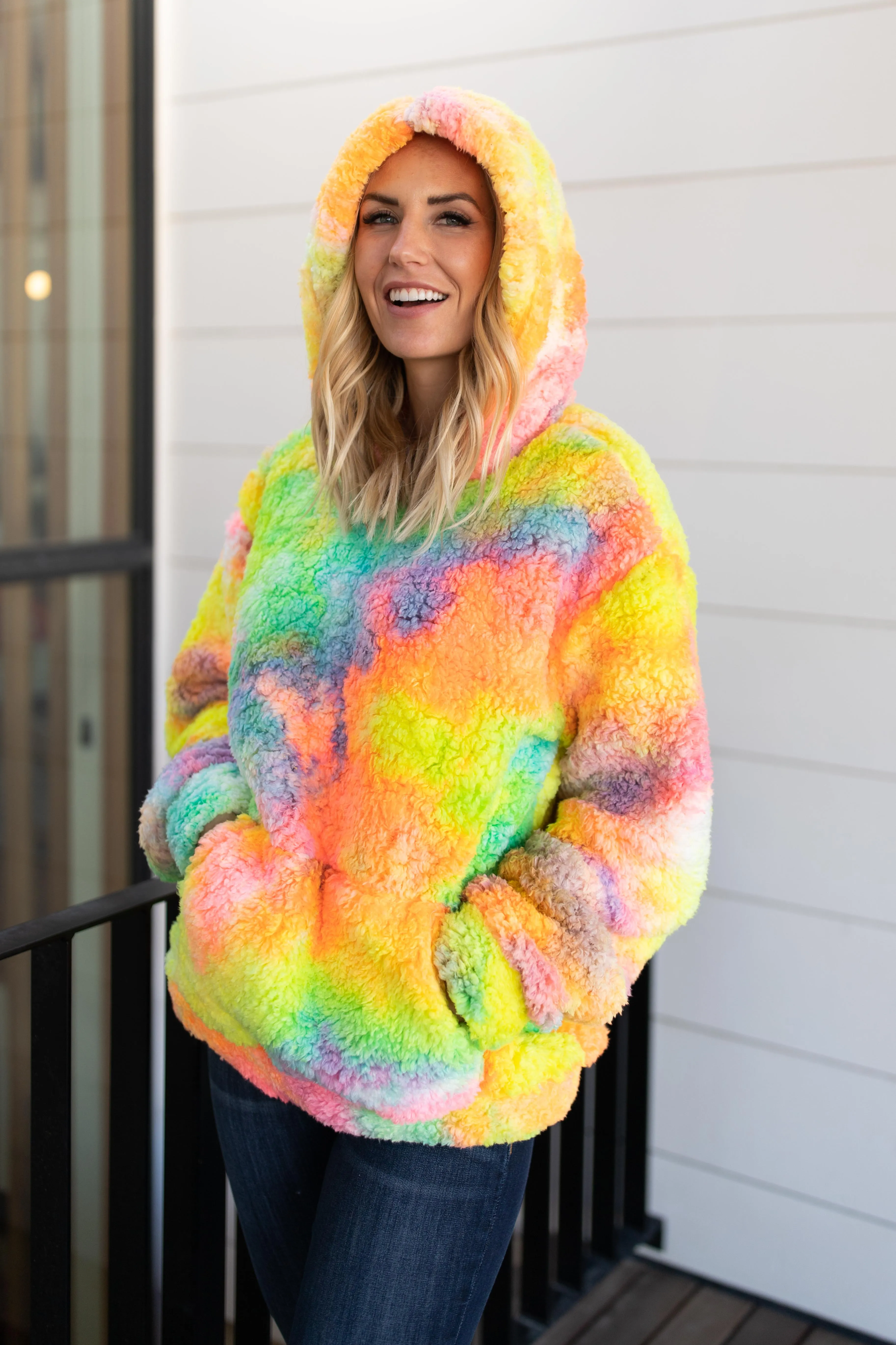 Shades and Sherpa Pullover in Sunrise