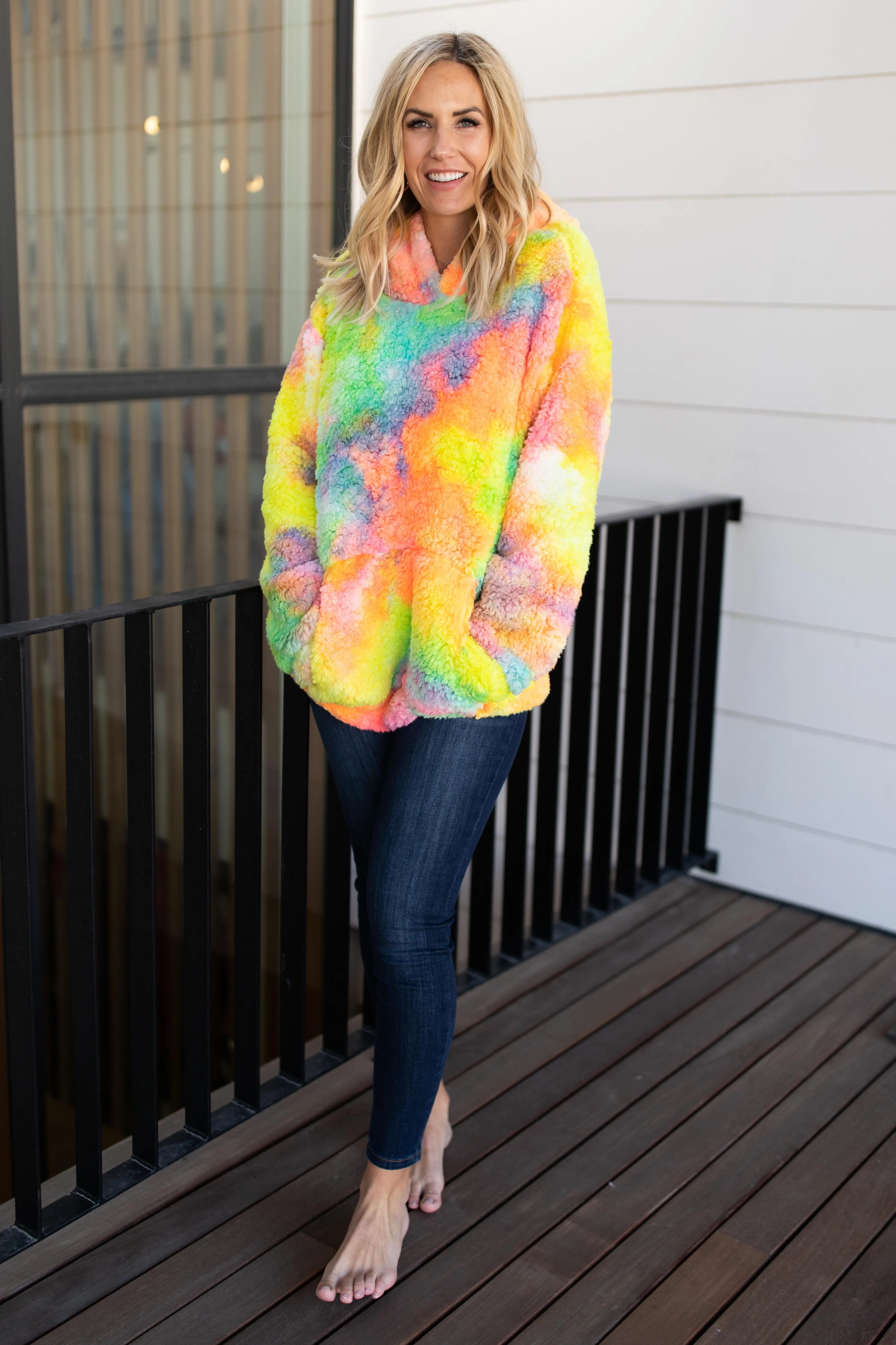 Shades and Sherpa Pullover in Sunrise