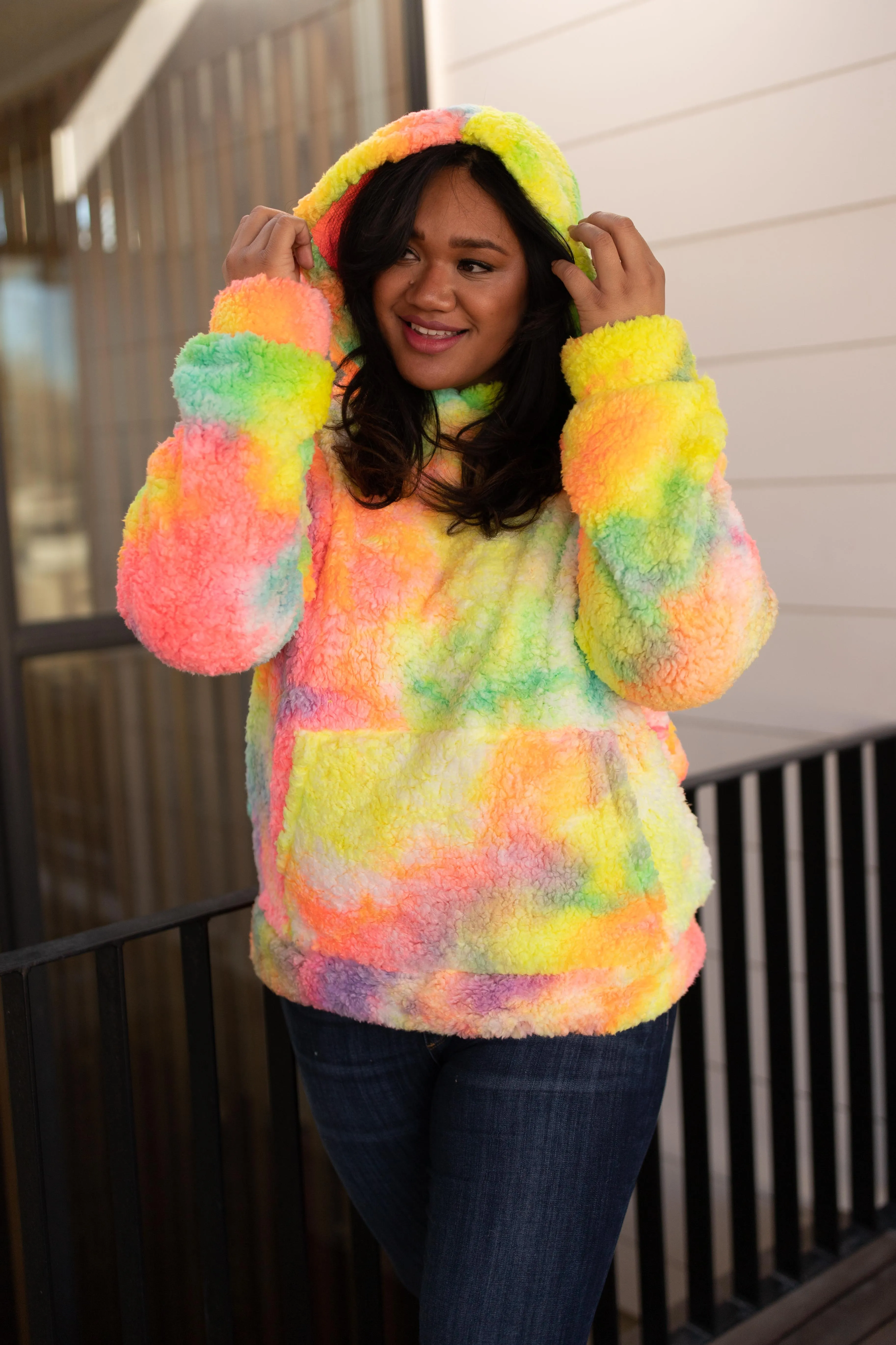 Shades and Sherpa Pullover in Sunrise