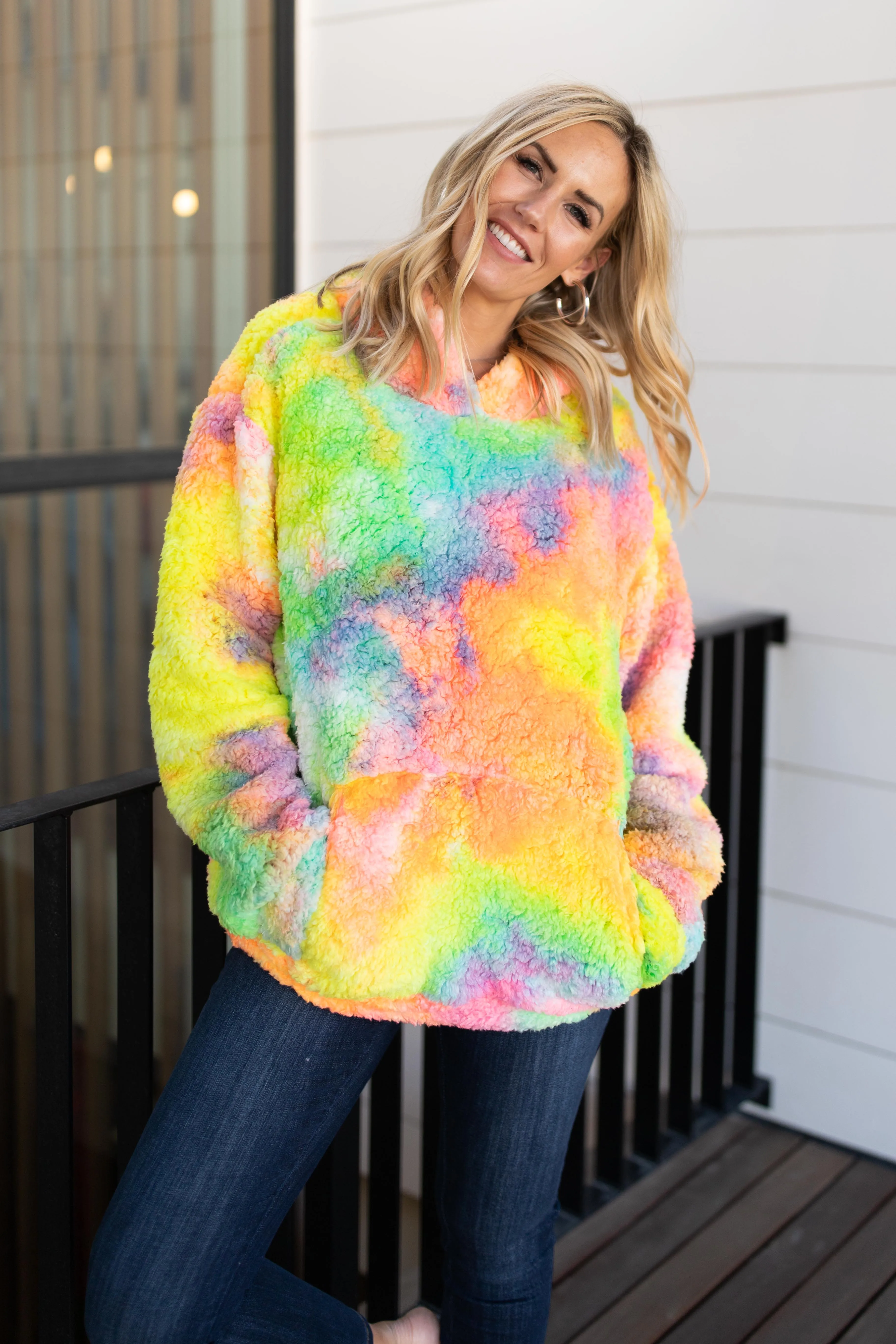 Shades and Sherpa Pullover in Sunrise