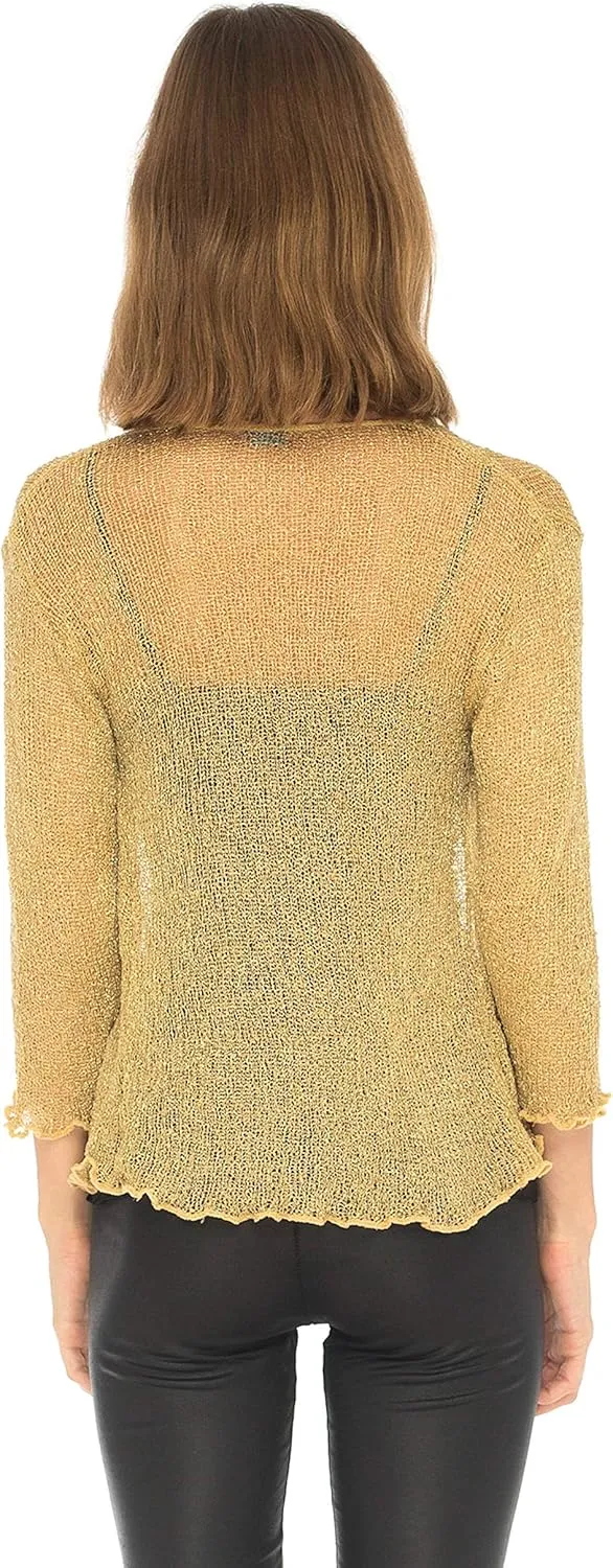 SHU-SHI Womens Sparkly Knit Sheer Shrug Cardigan Bolero Top One Size Fits Most