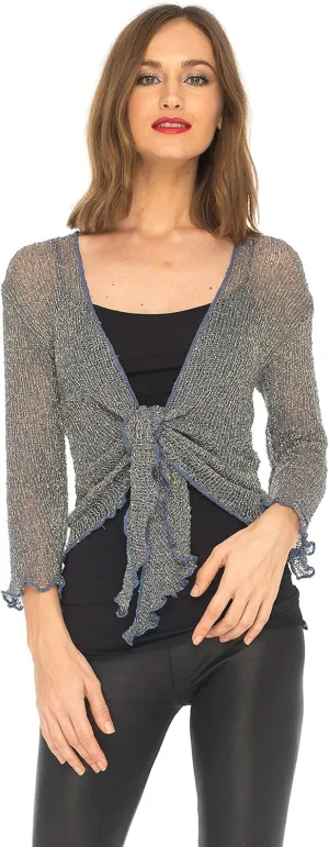 SHU-SHI Womens Sparkly Knit Sheer Shrug Cardigan Bolero Top One Size Fits Most