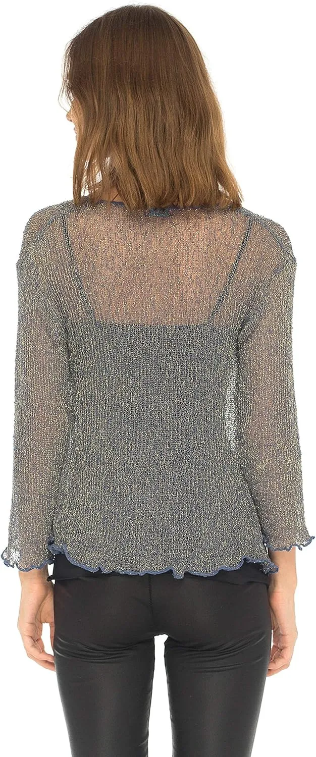 SHU-SHI Womens Sparkly Knit Sheer Shrug Cardigan Bolero Top One Size Fits Most