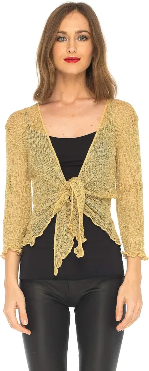 SHU-SHI Womens Sparkly Knit Sheer Shrug Cardigan Bolero Top One Size Fits Most