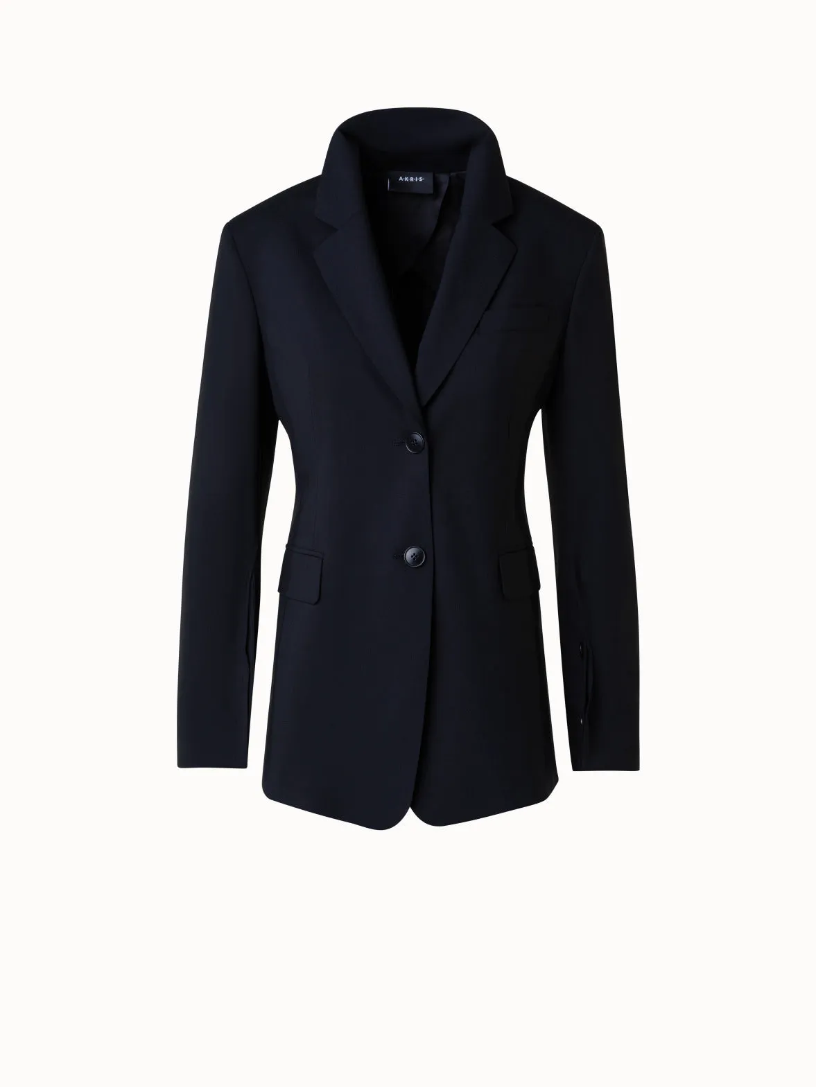 Single-Breasted Tailored Blazer in Wool Stretch