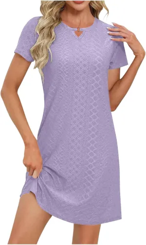 Sinzelimin Summer Dresses for Women 2025 Dressy Casual Midi Dress Short Sleeves Crewneck Bohemian Style Beach Sundress