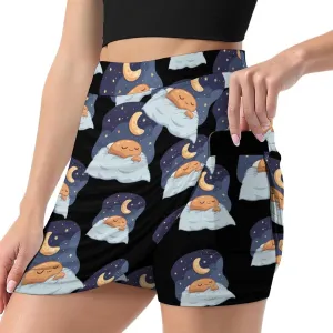 Sleeping Cocoa Chocolate Beans Women's Skort Athletic Skirt Golf Skorts A-line Skirts with Built-in Shorts Pockets