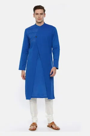 Soft Blue Panelled Kurta Set