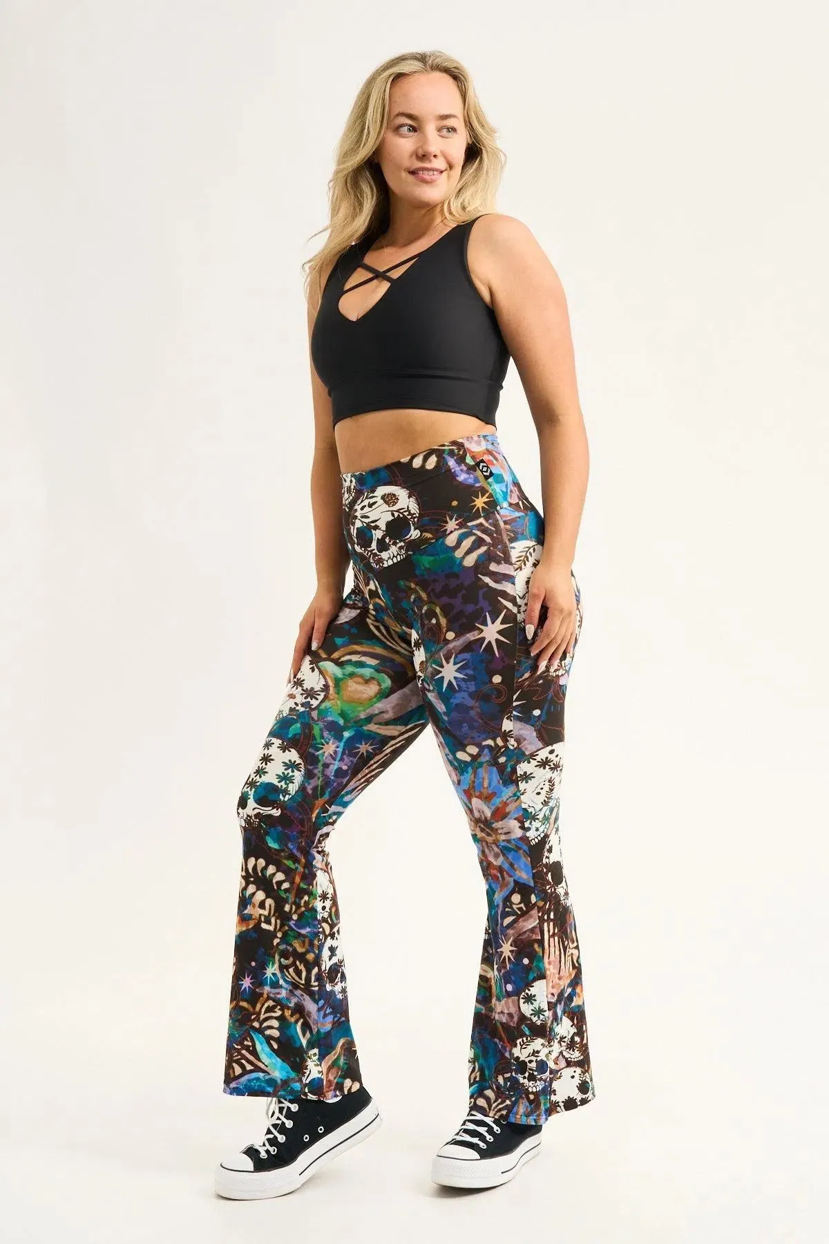 Soft To Touch High Waisted Bootleg Pant - Mementos Blue