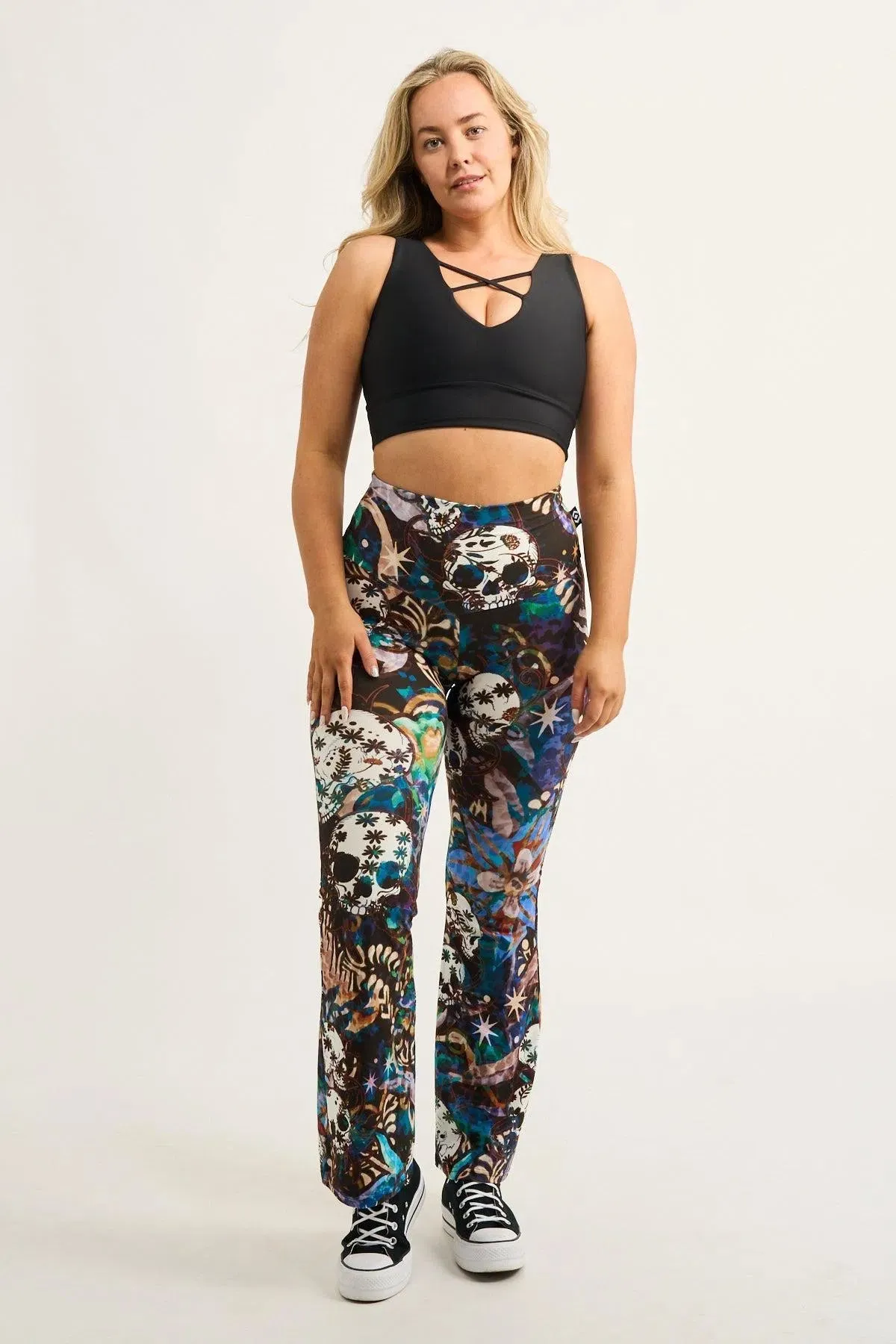 Soft To Touch High Waisted Bootleg Pant - Mementos Blue