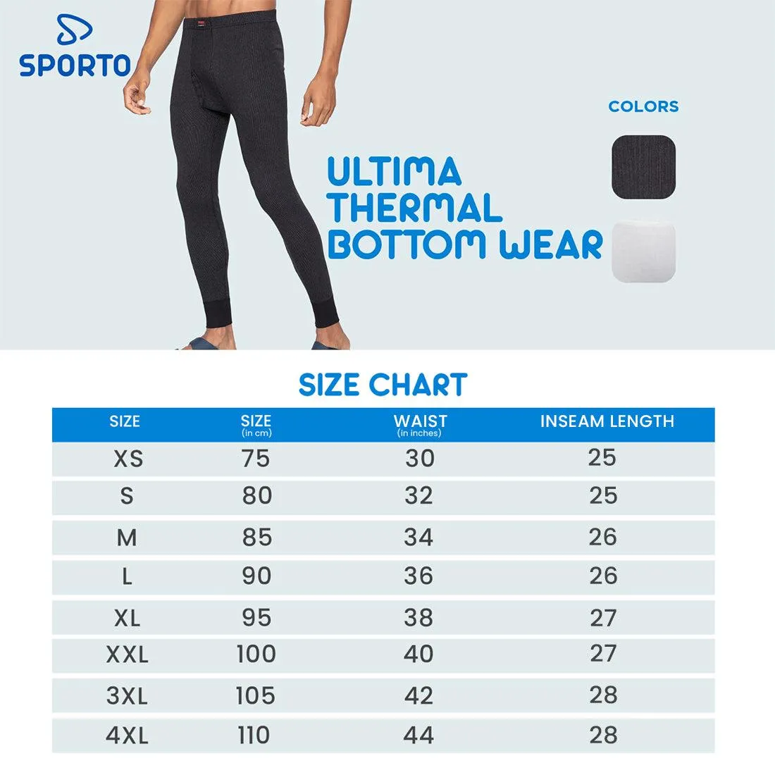 Sporto By Macho Men's Thermal Ultima White Trouser