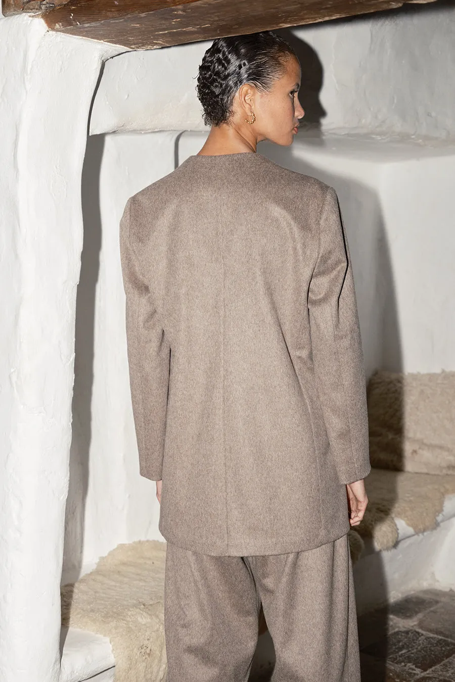 Taupe Loden Alpaca Wool Senso Blazer